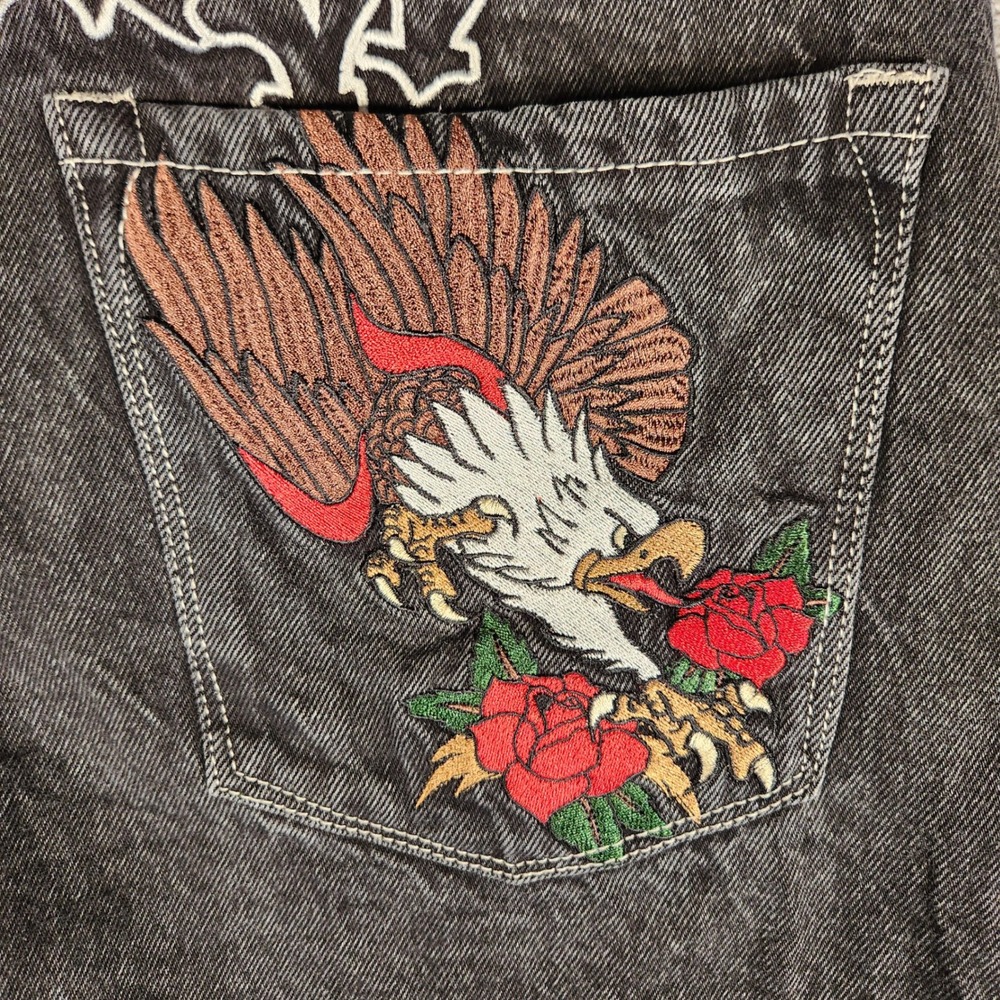 Ninth Hall Ambush Jeans Mens 28 Black Excellent Embroidered Eagle Snake Graffiti - Picture 13 of 14
